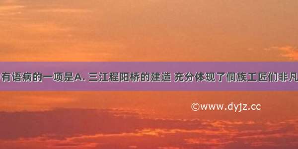下列句子中有语病的一项是A. 三江程阳桥的建造 充分体现了侗族工匠们非凡的智慧和高