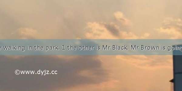 Two men are walking in the park. 1 the other is Mr Black. Mr Brown is going to a chair. 2