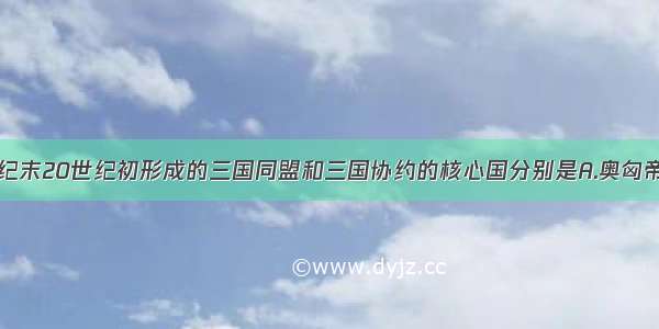 单选题19世纪末20世纪初形成的三国同盟和三国协约的核心国分别是A.奥匈帝国和英国B.