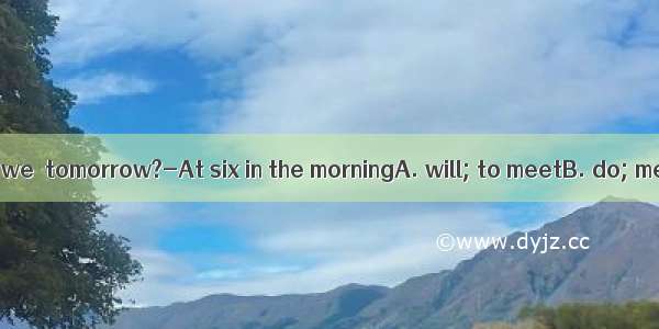 ---What time  we  tomorrow?-At six in the morningA. will; to meetB. do; meetC. shall;