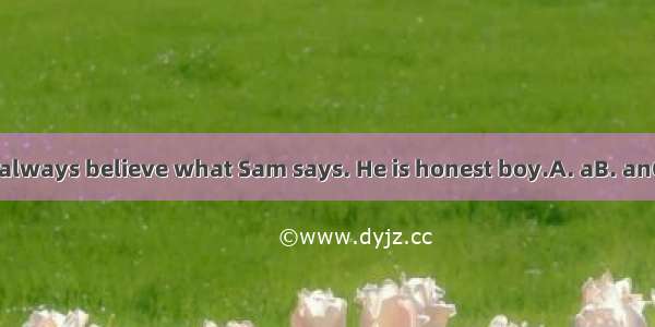 All of us always believe what Sam says. He is honest boy.A. aB. anC. theD. /