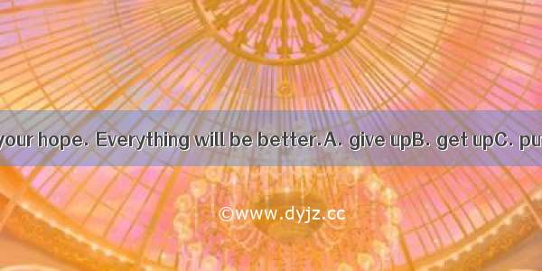 You shouldn’t  your hope. Everything will be better.A. give upB. get upC. put upD. set up