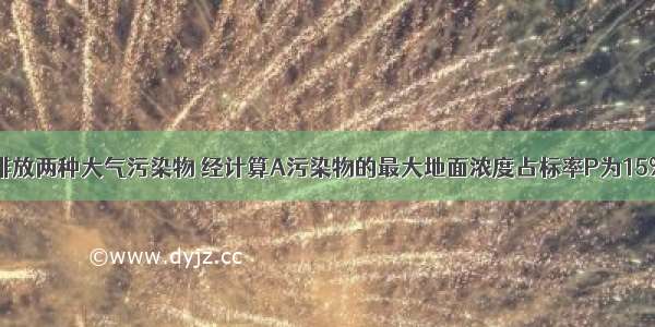 某建设项目排放两种大气污染物 经计算A污染物的最大地面浓度占标率P为15% D为1.2km