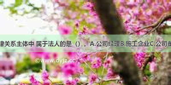 下列经济法律关系主体中 属于法人的是（）。A.公司经理B.施工企业C.公司董事长D.施工