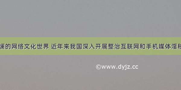 面对色彩斑斓的网络文化世界 近年来我国深入开展整治互联网和手机媒体淫秽色情及低俗