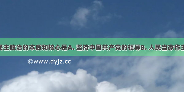 社会主义民主政治的本质和核心是A. 坚持中国共产党的领导B. 人民当家作主C. 依法治