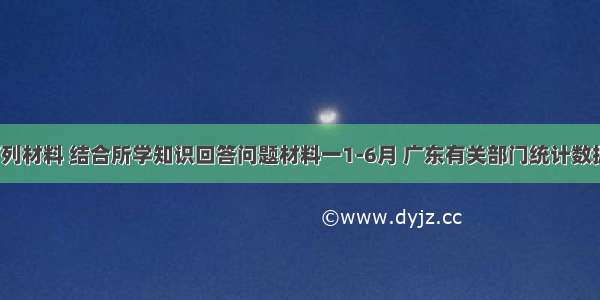 阅读下列材料 结合所学知识回答问题材料一1-6月 广东有关部门统计数据显示：