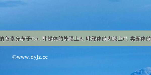 吸收光能的色素分布于CA. 叶绿体的外膜上B. 叶绿体的内膜上C. 类囊体的薄膜上D. 