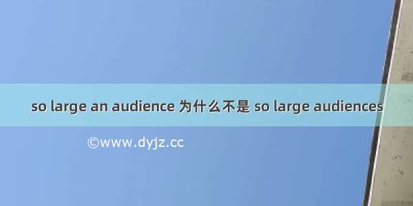 so large an audience 为什么不是 so large audiences