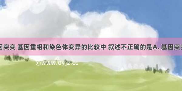 下面对基因突变 基因重组和染色体变异的比较中 叙述不正确的是A. 基因突变是在分子