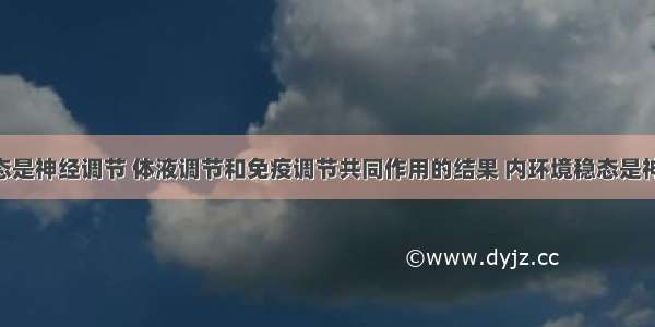 内环境稳态是神经调节 体液调节和免疫调节共同作用的结果 内环境稳态是神经调节 体