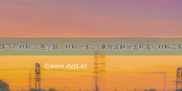 （20分）阅读下列材料 回答问题。材料一图1示意我国耕地面积变化材料二图2示意2000年