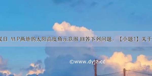 下图为6月某日M P两地的太阳高度角示意图 回答下列问题。【小题1】关于两地方向的