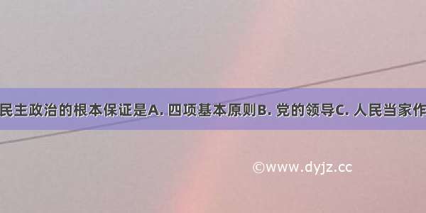 我国社会主义民主政治的根本保证是A. 四项基本原则B. 党的领导C. 人民当家作主D. 依法治国