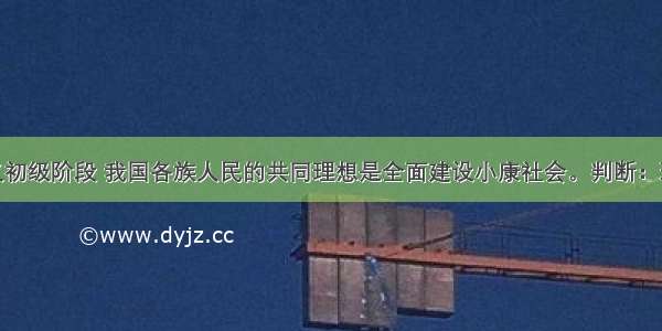 在社会主义初级阶段 我国各族人民的共同理想是全面建设小康社会。判断：理由：对错