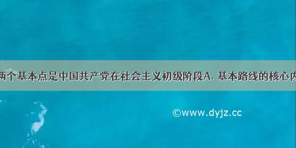 一个中心 两个基本点是中国共产党在社会主义初级阶段A. 基本路线的核心内容B. 立国