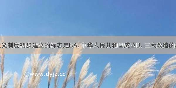 我国社会主义制度初步建立的标志是BA. 中华人民共和国成立B. 三大改造的基本完成C.