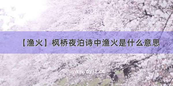 【渔火】枫桥夜泊诗中渔火是什么意思