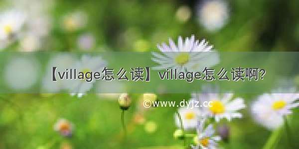 【village怎么读】village怎么读啊?