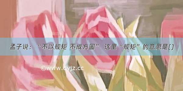 孟子说：“不以规矩 不成方圆” 这里“规矩”的意思是()