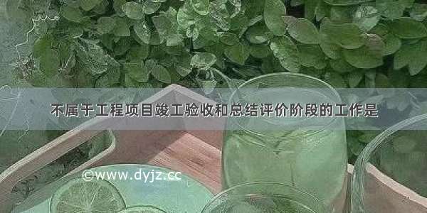 不属于工程项目竣工验收和总结评价阶段的工作是