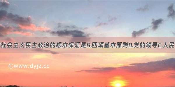 单选题我国社会主义民主政治的根本保证是A.四项基本原则B.党的领导C.人民当家作主D.