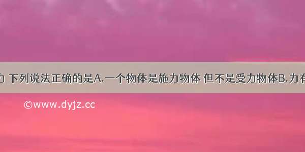 单选题关于力 下列说法正确的是A.一个物体是施力物体 但不是受力物体B.力有时能脱离物