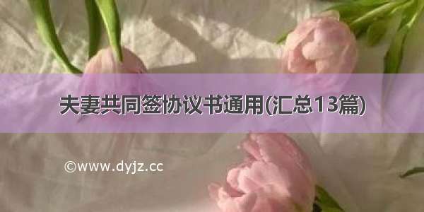 夫妻共同签协议书通用(汇总13篇)